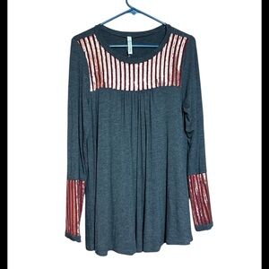 Sun n Moon sequin Striped Long Sleeve Top new size medium